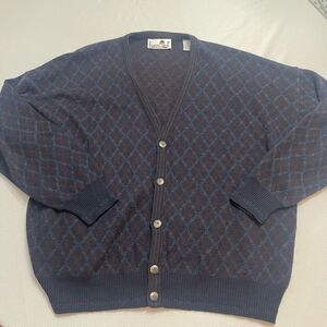 Florence Tricot Italy Navy Blue Wool Blend Cardigan Sweater Size XXL